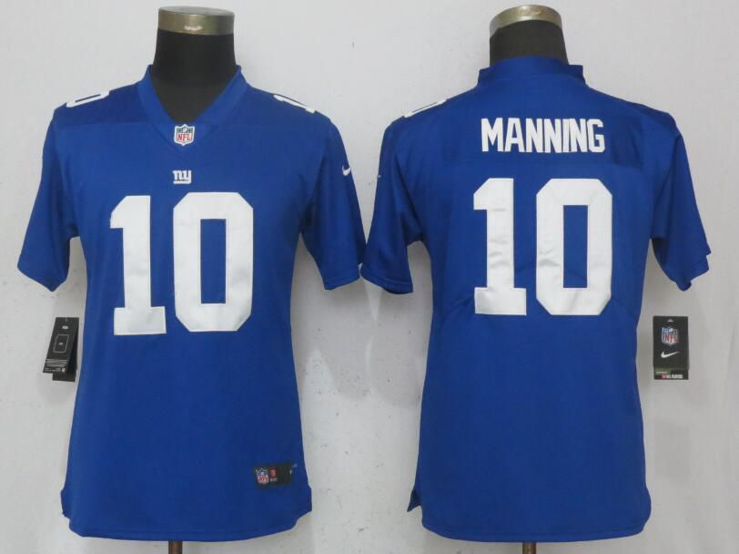 Women New York Giants #10 Manning Blue Nike Vapor Untouchable Limited NFL Jerseys->women nfl jersey->Women Jersey